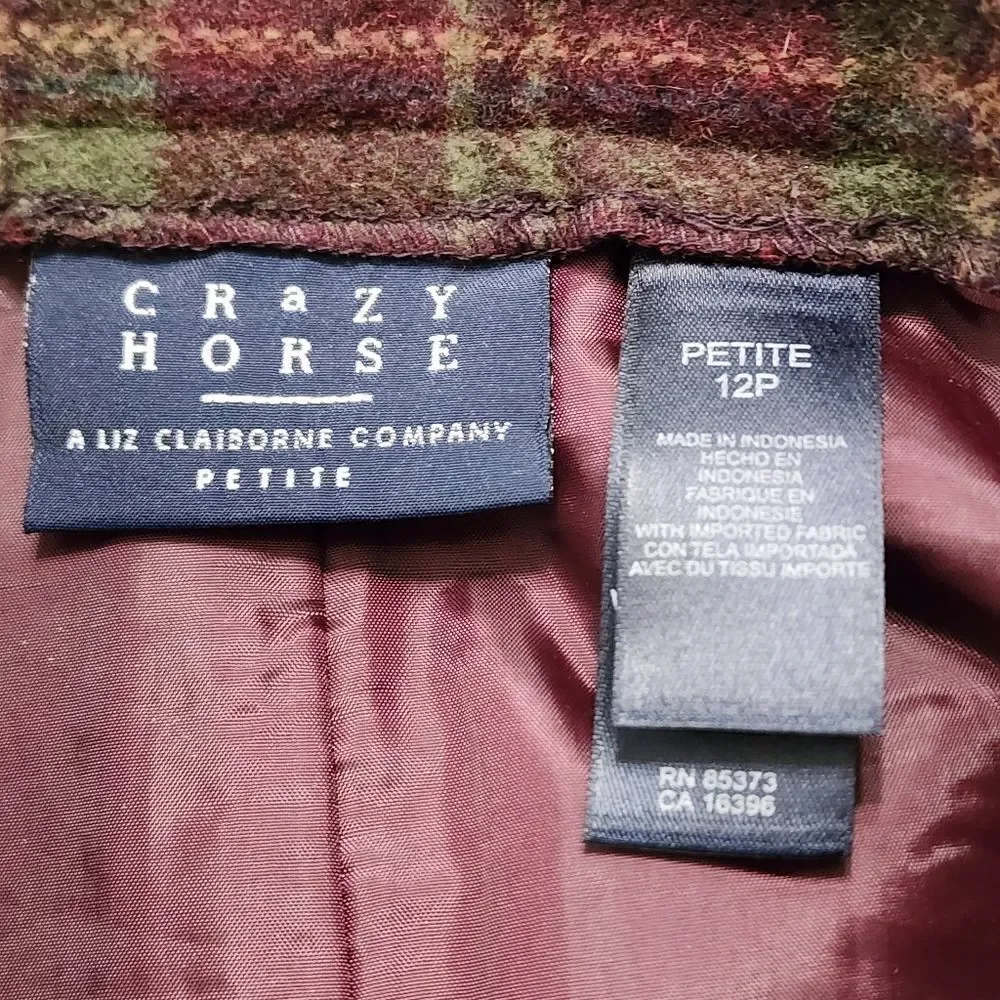 Vintage Crazy Horse maxi skirt plaid wool blend Academia Grunge 12P
